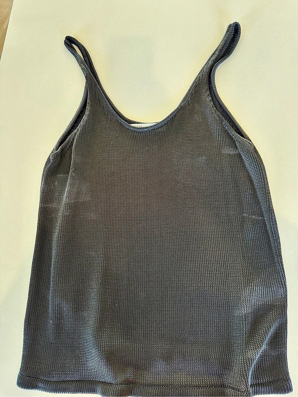 Zara Mesh Texture Knit Tank Top Black Large